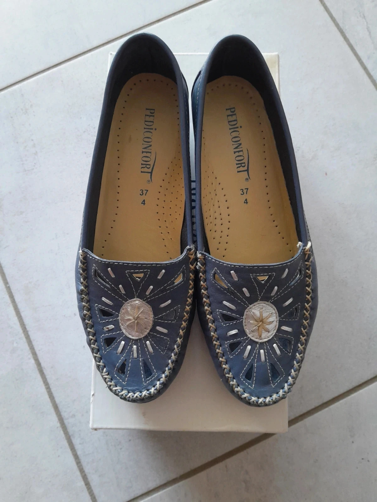 Mocassins Compensés Cuir Bleu Pediconfort - Pointure 37